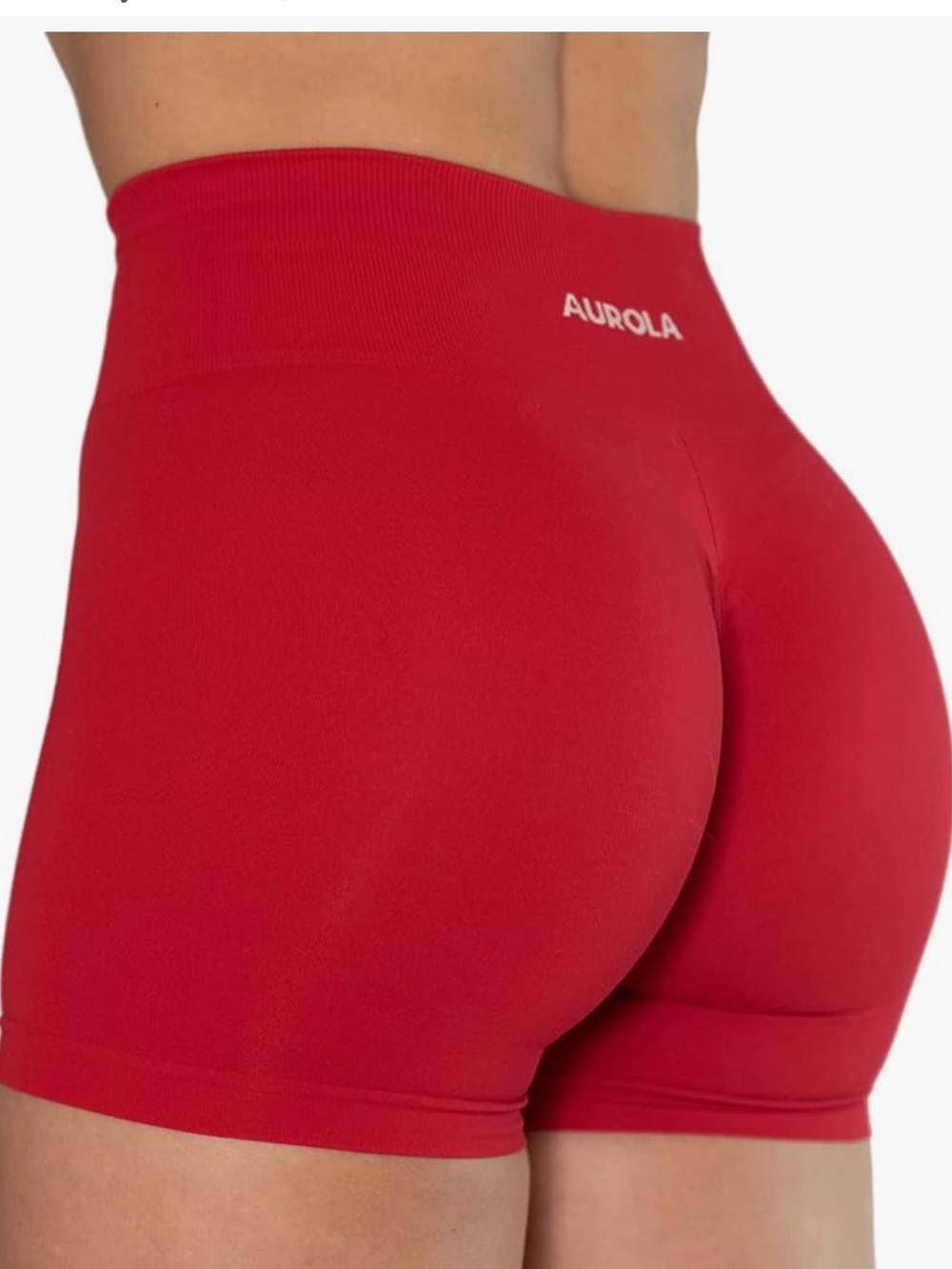 AUROLA Dream High-Waist Seamless Bike Shorts in Chinese Red